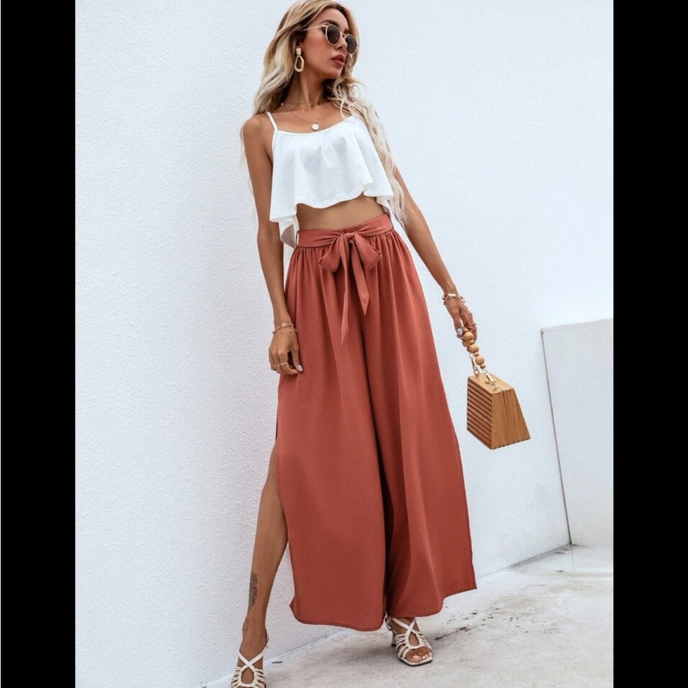 Crop Cami Top & Split-Thigh Pants